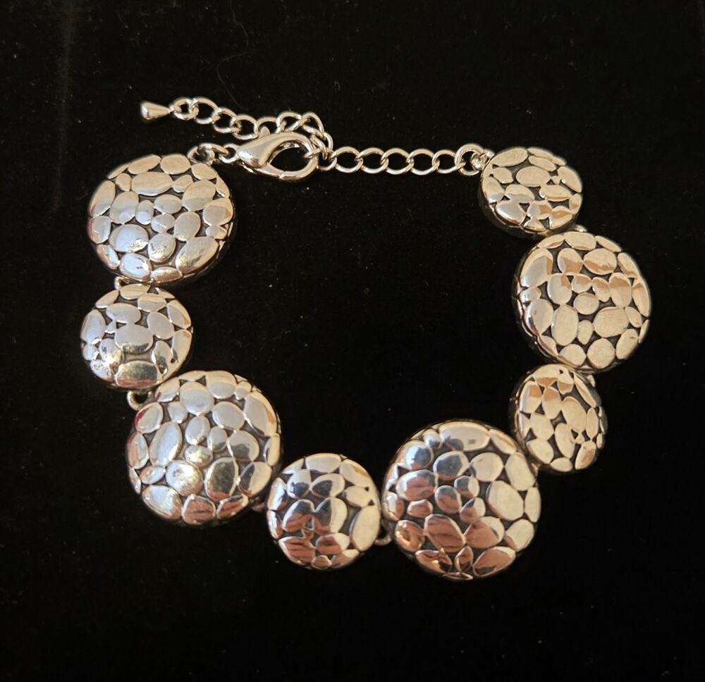 Vintage Y2K Silver Cobblestone Bracelet